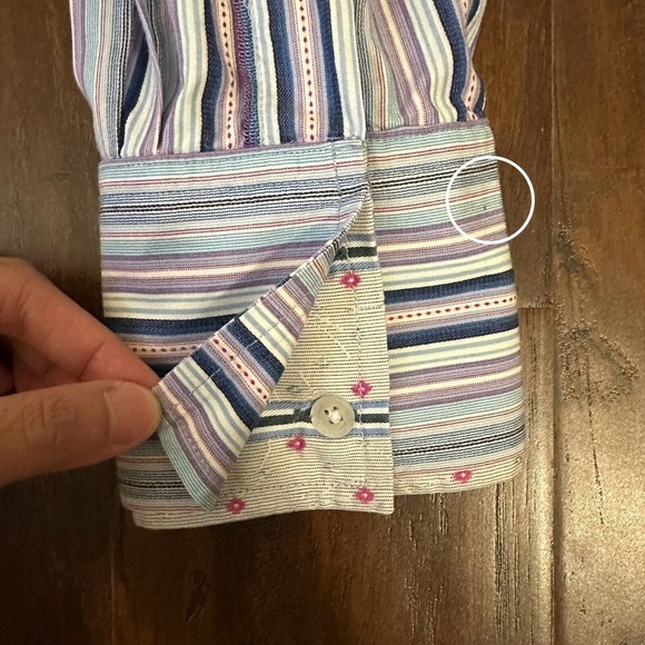 ROBERT GRAHAM Contrast-Trim Striped Button-Up Shirt Multi Embroidered - Picture 5 of 10